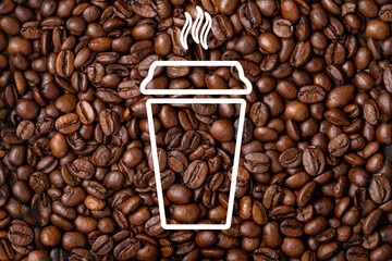 Coffee cup on coffee bean background, Coffee Time, But First Coffee  background
