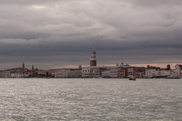 Fototapeta premium View of the St Mark's Campanile on the cloudy sky