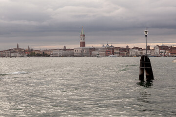 View of the St Mark's Campanile on the cloudy sky