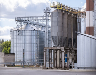 Agro silos granary elevator with seeds cleaning line on agro-processing manufacturing plant for...