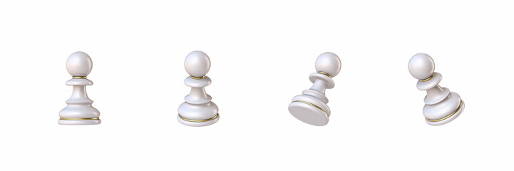 White chess Pawn in four different angled views 3D