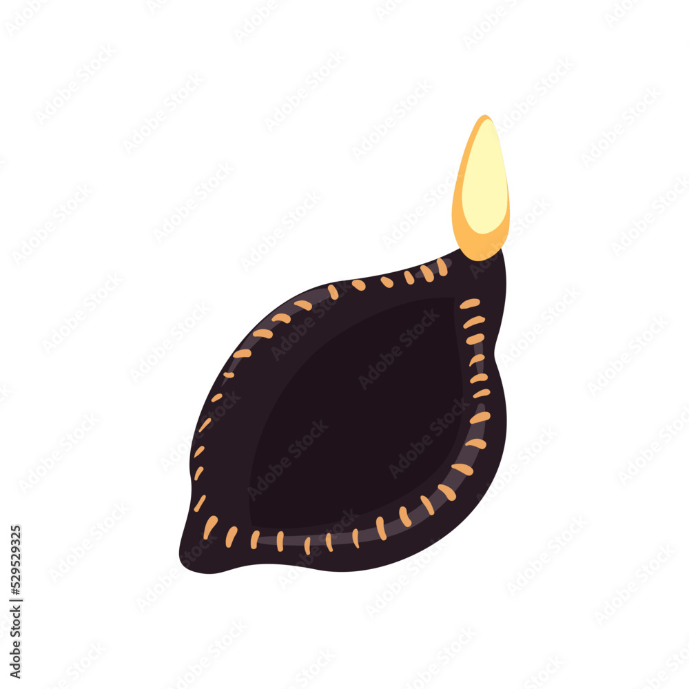 Wall mural flat black diwali candle