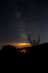 Fototapeta na wymiar Silhouette of a man at night
