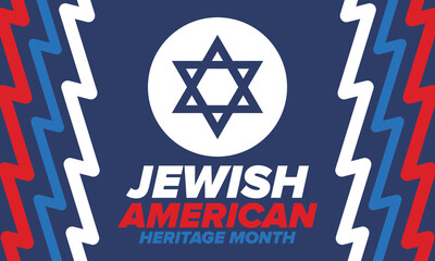 Jewish American Heritage Month. Celebrated annual in May. Jewish American contribution to the history United States. Star of David. Israel symbol. Poster, card, banner and background. Vector