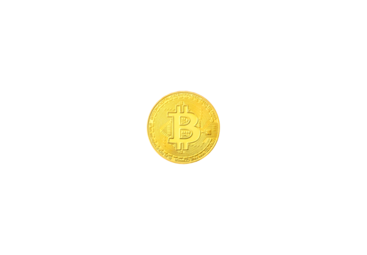 Bitcoinmünze in Gold auf transparentem Hintergrund.