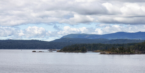 Canadian Landscape by the ocean and mountains. Summer Season. Gulf Islands near Vancouver Island, British Columbia, Canada. Canadian Landscape.