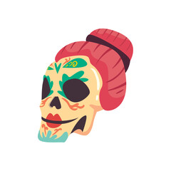 flat skull with decorations