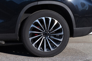 Luxury car wheel close up photo