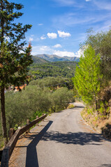 Panorama of the green mountains surrounding the village of Olivetta (Province of Imperia, Ligurian Region, Northern Italy). Located near the Italian-French borders, where a fine olive oil is produced.