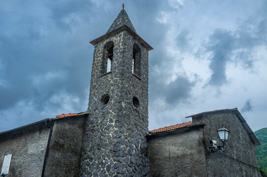 Old country church detail in the Argentina Valley, green alp's valley of Liguria Region (Northern Italy) located close to the French borders.