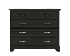 Black wooden drawer cabinet. Transparent. png