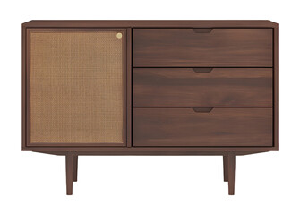 Vintage wooden rami cabinet drawer. Transparent. png - obrazy, fototapety, plakaty