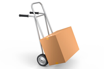 Airport luggage cart or baggage trolley side with cardboard boxes or cartons