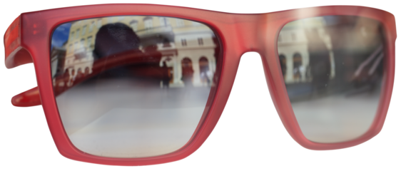 Photo of red glasses isolated on transparent background