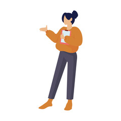 woman with orange sweater