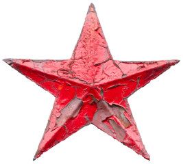 Iron socialist red star isolated on transparent background