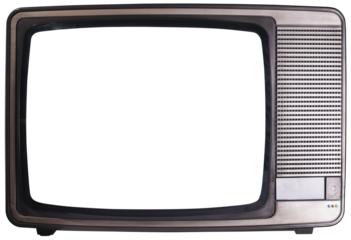 View of old television isolated on transparent background