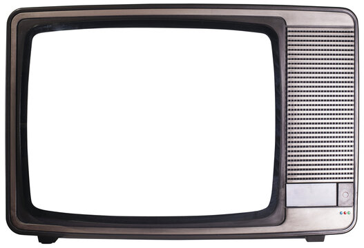 View of old television isolated on transparent background