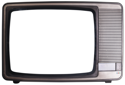 View of old television isolated on transparent background