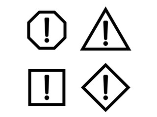 多角形注意マークセット：黒