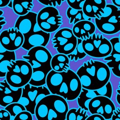 Cartoon doodle seamless Halloween skulls pattern for wrapping paper and clothes print and kids accessories