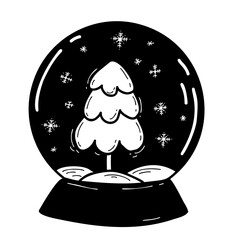 Christmas snow globe with New Year tree