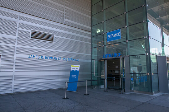 The James R. Herman Cruise Terminal entrance at Pier 27 in San Francisco