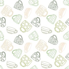 Cartoon color cups seamless pattern for wrapping and kids clothes print and accessories and menu and kitchen textiles