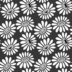 Cartoon flower Halloween seamless chamomile pattern for wrapping paper and kids clothes print and fabrics