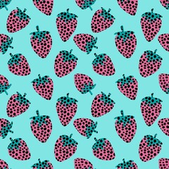 Cartoon berries seamless kawaii strawberry pattern for wrapping paper and kids clothes print and fabrics and textiles