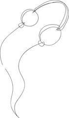 Headphones. One line vector illustration. Minimalism. Music.