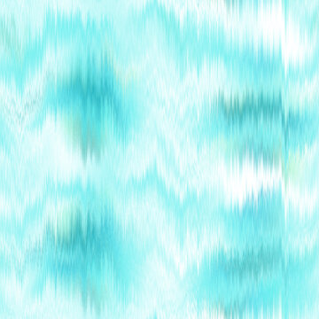 Washed teal blurry wavy ikat seamless pattern. Aquarelle effect boho fashion fabric for coastal nautical stripe wallpaper background. Stripe with blurry gradient tileable swatch.