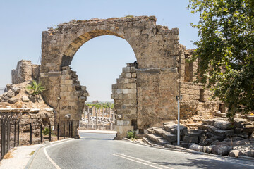 Fototapeta na wymiar Side Ancient City in Antalya Province of Turkey: July 2022