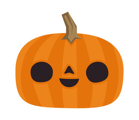 Halloween pumpkin with carved face in funny illustration style. PNG isolated. Cute spooky cartoon design.