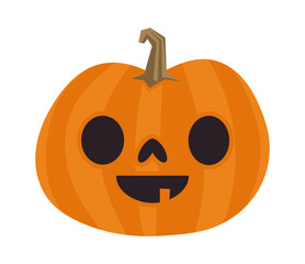 Halloween pumpkin with carved face in funny illustration style. PNG isolated. Cute spooky cartoon design.