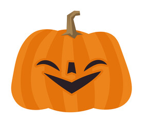 Halloween pumpkin with carved face in funny illustration style. PNG isolated. Cute spooky cartoon design.
