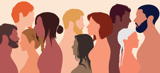 An agreement or pact between colleagues or collaborators. Multiethnic people in flat cartoon style on the side. Collaborate, co-workers, harmony and organization.