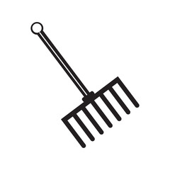Garden hand drawn rake icon | Black Vector illustration |
