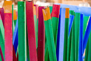 colored metallic sticks with different shapes