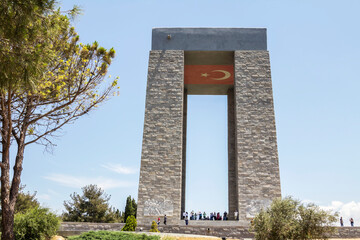  Canakkale Martyrs Memorial military cemetery is a war memorial commemorating the service of about Turkish soldiers who participated at the Battle of Gallipoli., Turkey