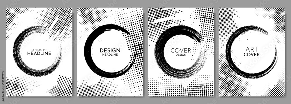 Canvas Prints vector illustration. grunge halftone dots texture. ink brush stroke posters. design elements for cov