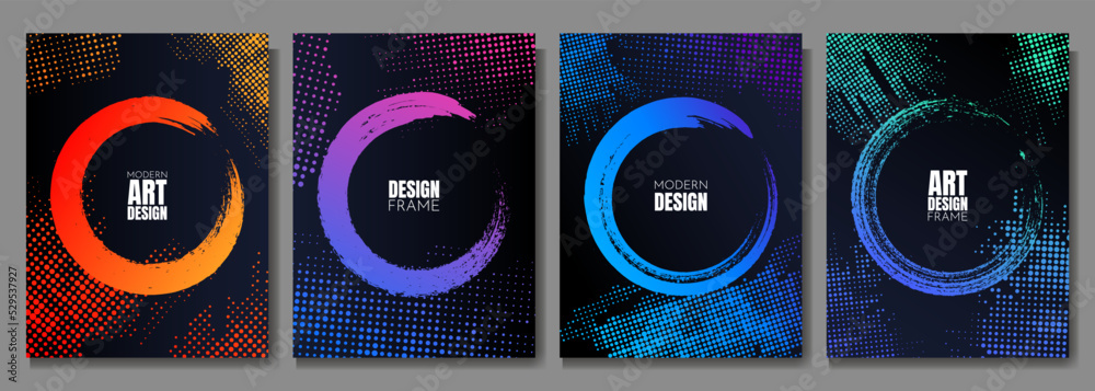Canvas Prints vector illustration. grunge halftone dots texture. ink brush strokes banner. design elements for pos