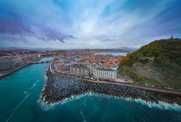 Donostia-San Sebastian located on the Bay of Biscay- aerial view 1