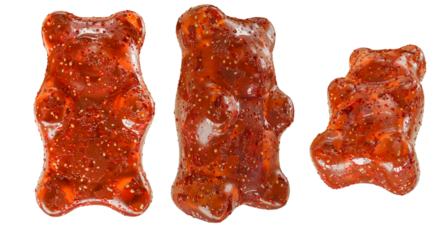 Spicy-Chili chamoy gummy bear transparent background high quality details, 3d rendering