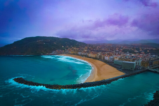 Donostia-San Sebastian located on the Bay of Biscay- aerial view 5