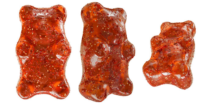 Spicy-Chili chamoy gummy bear transparent background high quality details, 3d rendering