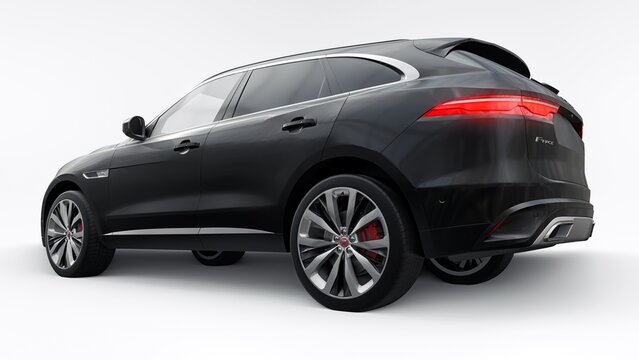 London. UK. September 10, 2022. Jaguar F-Pace R-Dynamic black premium sports crossover. 3d rendering.