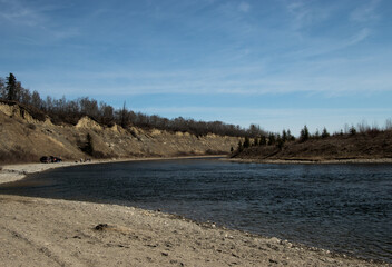 An early warm spring day. Dickson Dam, Red Deer County, Alberta, Canada