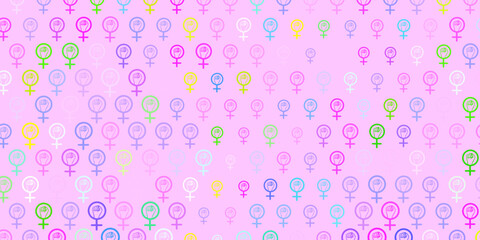 Light Multicolor vector background with woman symbols.