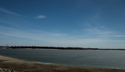 An early warm spring day. Dickson Dam, Red Deer County, Alberta, Canada